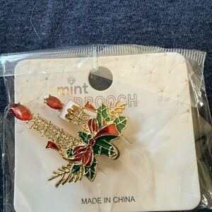 Mint Gold and Green Holiday Brooch